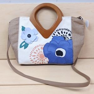 Floral Wooden Handle Purse - E76P
